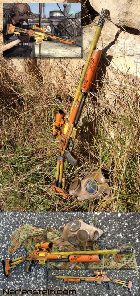 borderlands-prop-sniper-rifle-cosplay-build-staged Berderlands videogame sniper rifle prop build nerfenstein weapons blasters