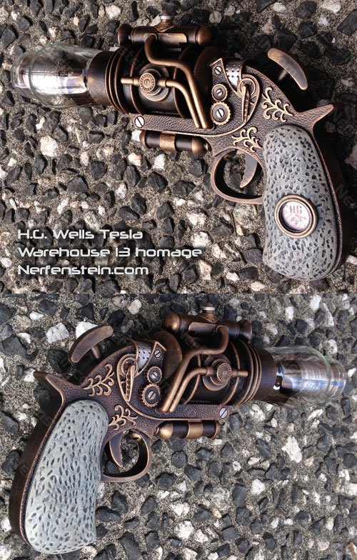 HG-Wells-steampunk-Tesla-pistol-W13-blaster-prop-nerfenstein H.G. Wells Steampunk Tesla pistol prop Warehouse 13