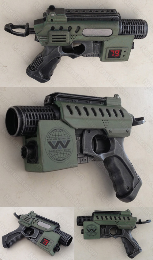 Aliens-colonial-marines-pulse-rifle-pistol-nerf-mite0finder-mod Aliens Colonial Marines Nerf Nite Finder Blaster Pistol Mod baby M41A