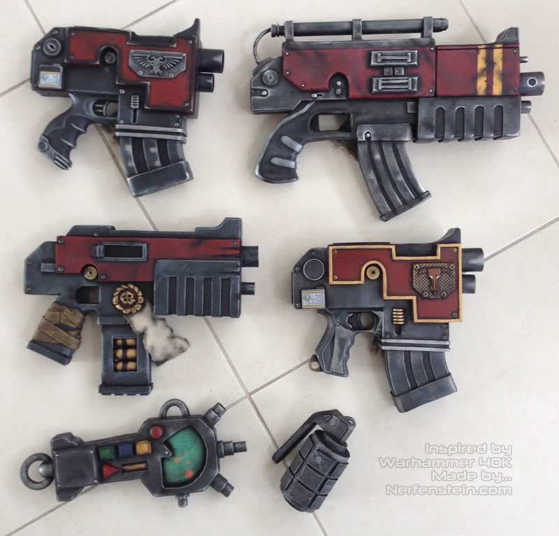 Prop lot Warhammer 40K Bolt guns, Auspex and Grenade props complete Nerfenstein, Prop Maker