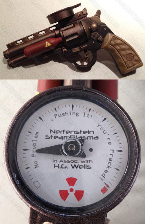 HG Wells steampunk plasma pistol revolver mod by nerfenstein girlygamer