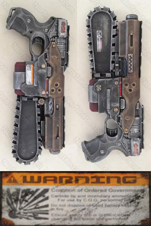 gears of war chainsaw lancer pistol nerfenstein girlygamer