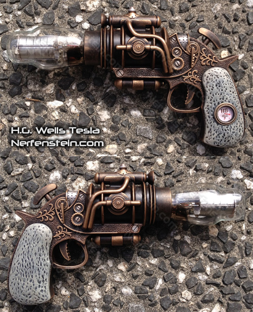 HG Wells warehouse 13 tesla pistol prop steampunk blaster nerfenstein girlygamer