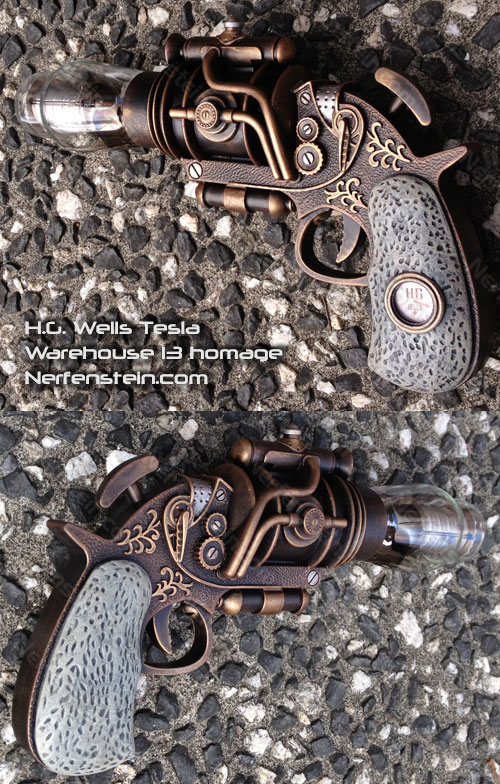 HG Wells warehouse 13 tesla pistol prop steampunk blaster nerfenstein girlygamer