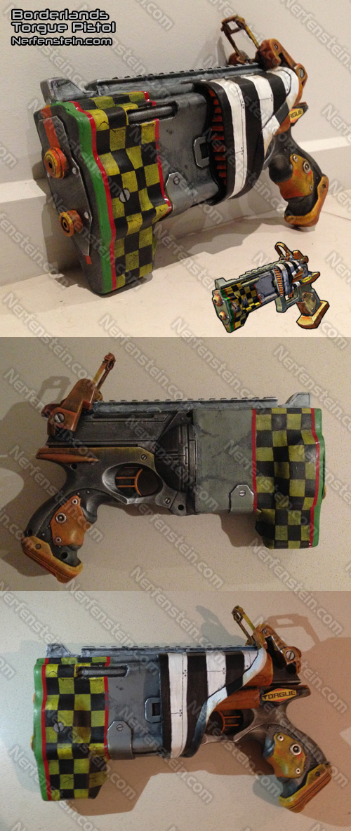 borderlands torgue blaster pistol cosplay prop by nerfenstein girlygamer