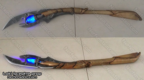 Loki sceptre cosplay prop by nerfenstein girlygamer light on