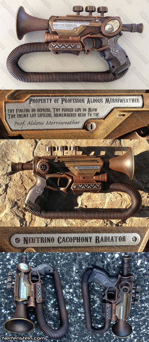 nerf mod steampunk trumpet pistol by nerfenstein girlygamer