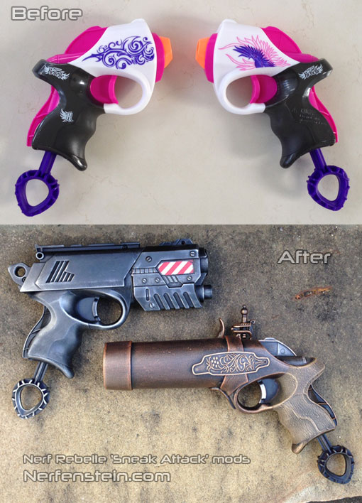 the nerf rebelle mod flintlock and sneak attack by nerfenstein girlygamer