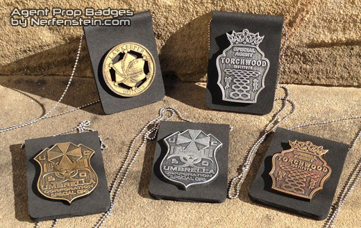 torchwood, Defiance, Resident Evil police badges designed by nerfenstein girlygamer