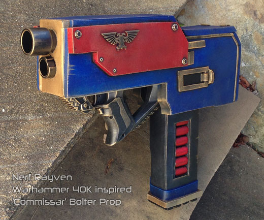 the 'Commissar' bolter gun nerf mod prop by nerfenstein girlygamer