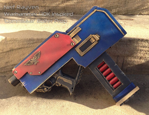 the 'Commissar' bolter gun nerf mod prop by nerfenstein girlygamer