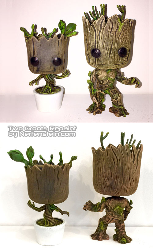 adult and baby groot repaints by nerfenstein girlygamer